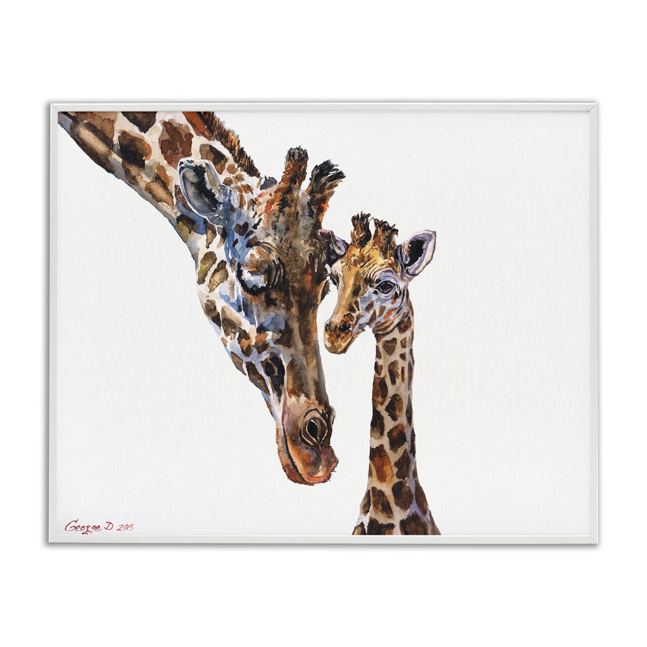 Stupell Industries Baby Giraffe Animal Watercolor Framed Giclee Art